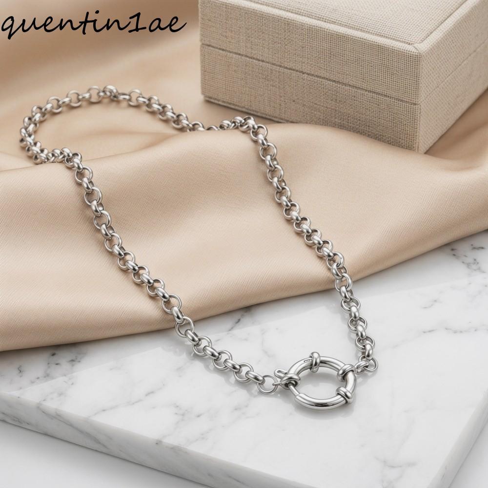 QUENTIN1AE สร้อยคอจี้วงกลม, ตกแต่งเรียบง่าย Minimalist Choker สร้อยคอ, แฟชั่นปรับสแตนเลส Collarbone 