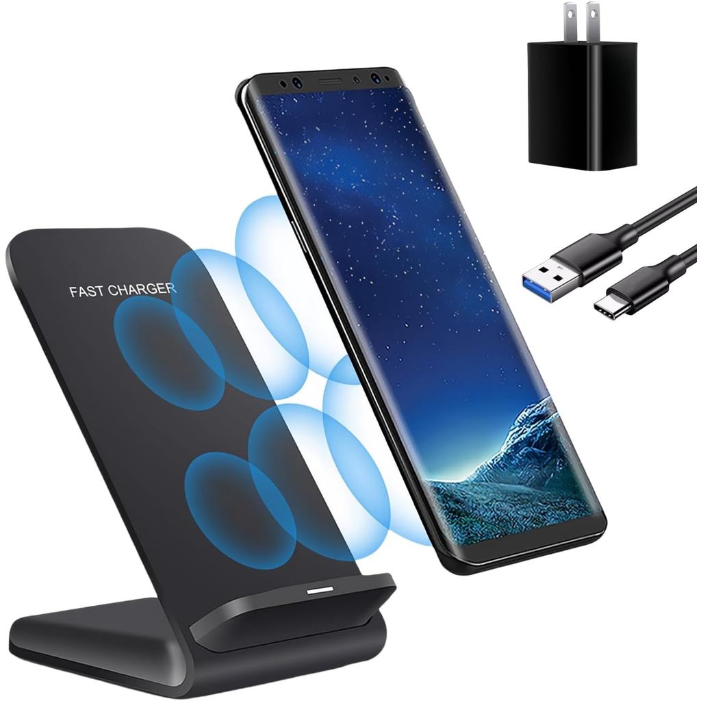 แท่นชาร์จไร้สาย, 20W Fast CHARGING Stand พร้อมอะแดปเตอร์ QC3.0 สําหรับ Samsung Galaxy S24/S24+/S24 U