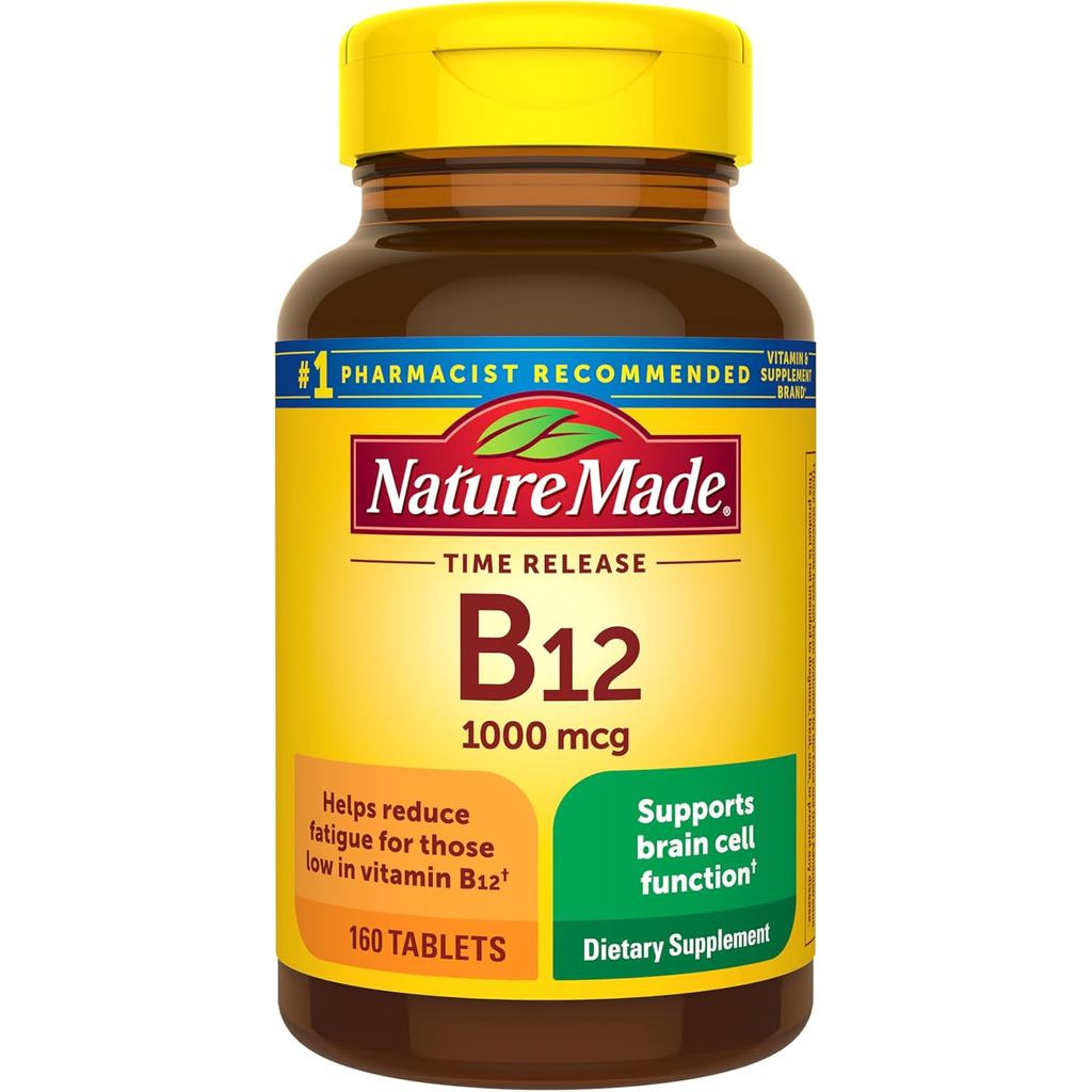 Nature Made วิตามิน B12 1000 mcg, B12 วิตามิน, ผลิตภัณฑ์เสริมอาหารสําหรับพอร์ตการเผาผลาญพลังงาน, เม็