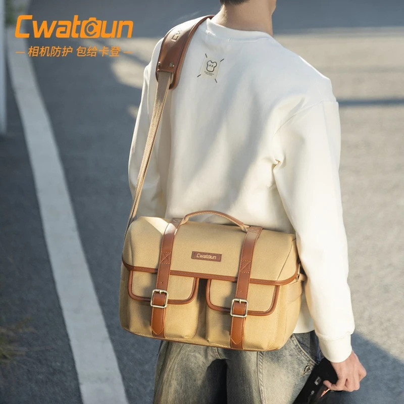 กระเป๋ากล้องย้อนยุค Messenger Canvas Digital Multi-function SLR Camera Storage Bags