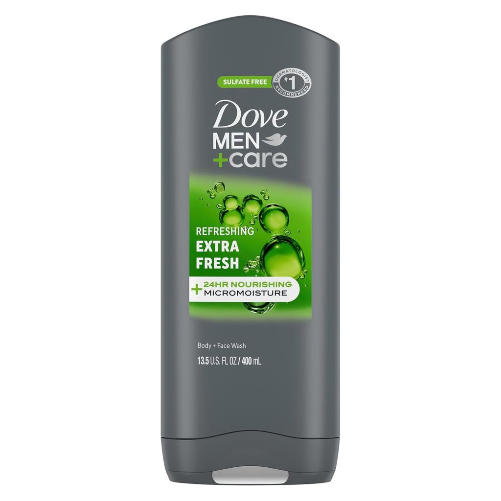 Dove Men+Care Body and Face Wash Refreshing Extra Fresh Body Wash สําหรับผู้ชายที่มีเทคโนโลยีความชื้
