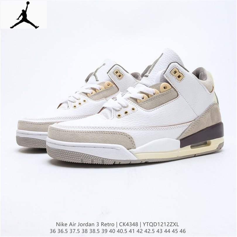 รองเท้าบาสเก็ตบอลสําหรับบุรุษและสตรี Air 3 Retro และ AJ3 ดั้งเดิม 100% XYNG