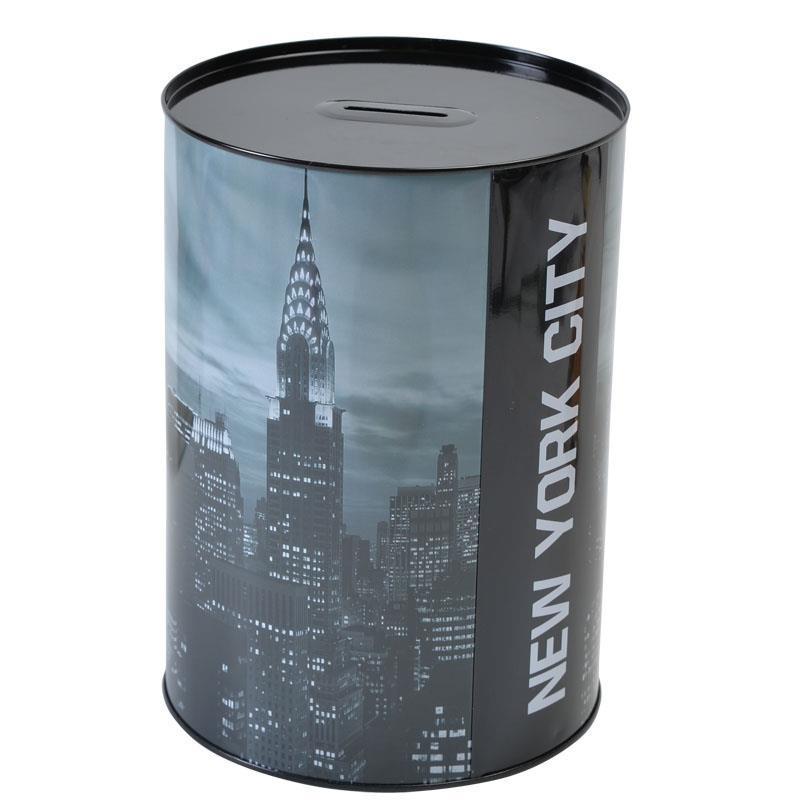 Creative Classic Black Only ไม่สามารถเข้าและออกได้กระปุกออมสินขนาดใหญ่ Tinplate Piggy Bank