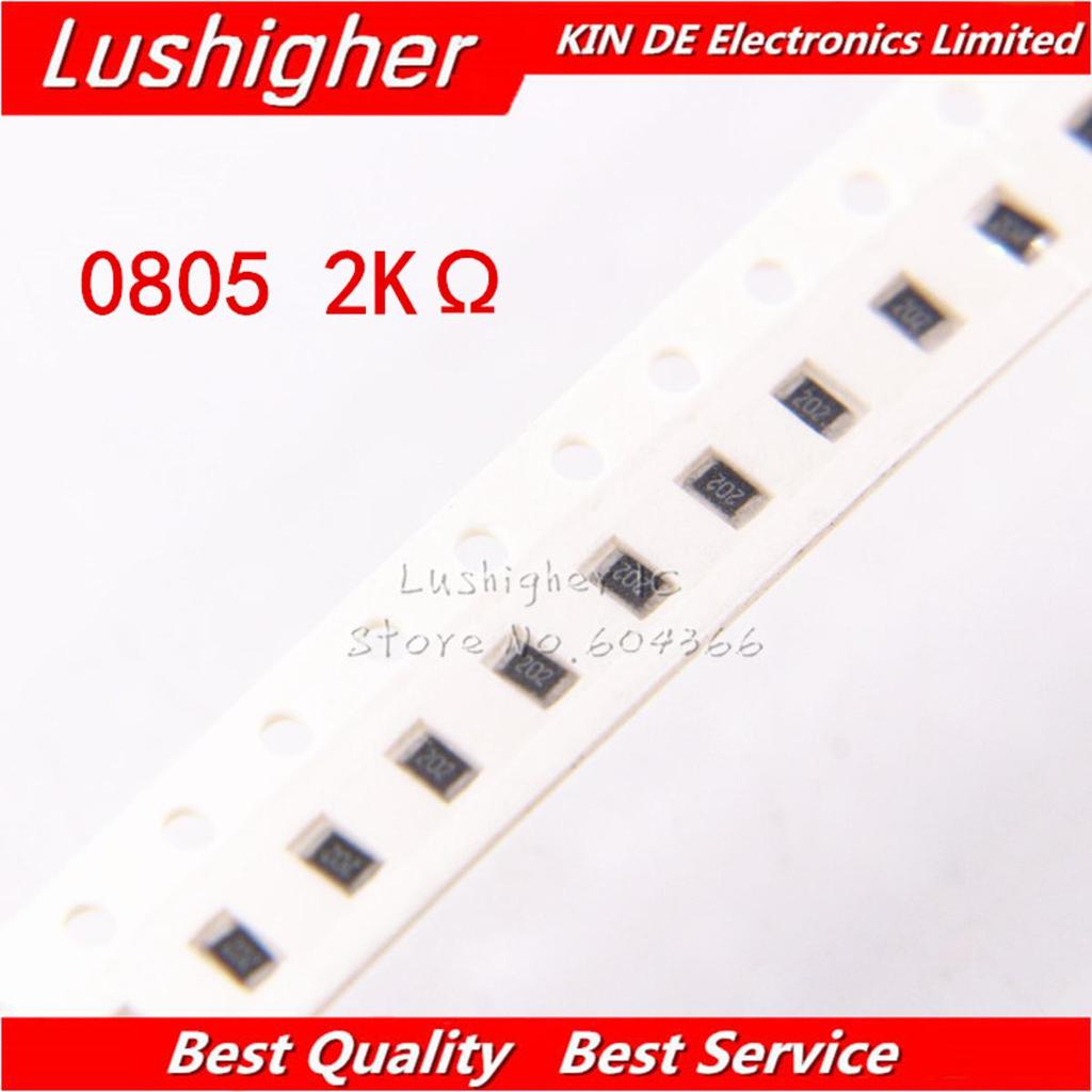100PCS 0805 ตัวต้านทาน SMD 5% 2K Ohm 202 2001 2.0Kohm 2000ohm