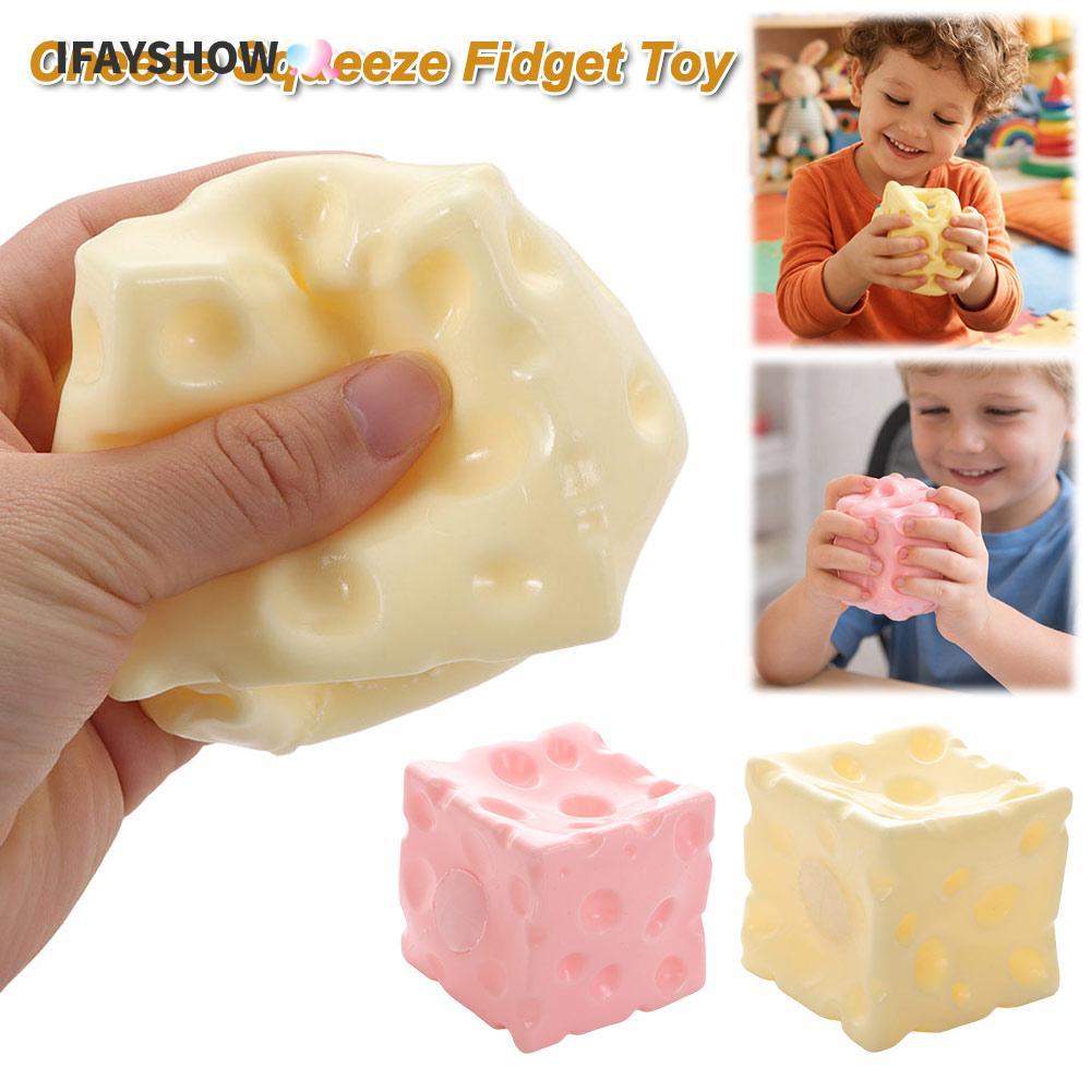 IFAYSHOW ชีสบีบ Fidget ของเล่น, Squishy Texture Shapeable Jumbo Cheese Cube Stress Ball, Anti-Stress Non-Bounce ASMR Sensory Stress ของเล่นของขวัญวันเกิด