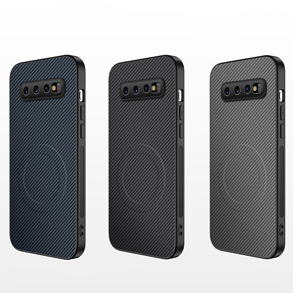 สําหรับ Samsung Galaxy S10 / S10e / S10 Plus 5G กรณีคาร์บอนไฟเบอร์ PU ปกหนังกันชนกันกระแทก
