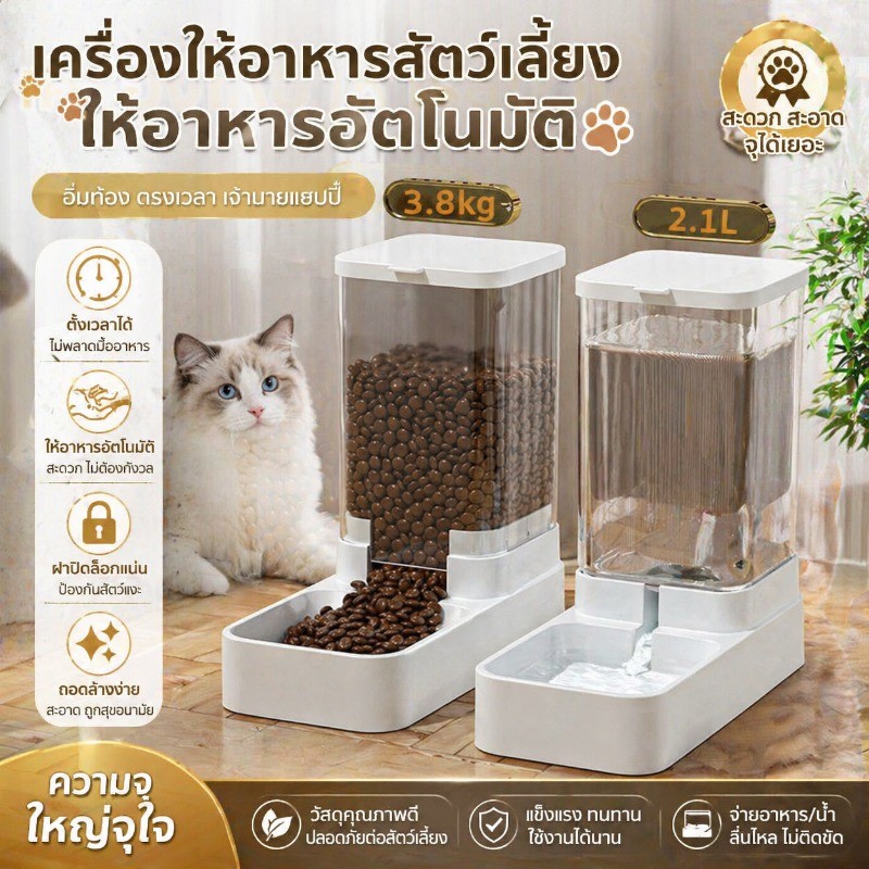 เครื่องให้อาหารสัตว์เลี้ยง เครื่องให้น้ำและอาหารสัตว์เลี้ยงอัตโนมัติ  ที่ให้อาหารอัตโนมัติ ชามอาหาร หมา แมว