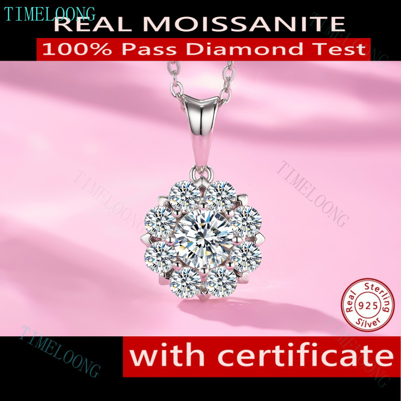 จี้สร้อยคอน้ำเงินแท้ S925 พร้อมใบรับรอง GRA, Moissanite VVS1 3EX สีขาวระดับ D เหมาะสำหรับเป็นของขวัญ