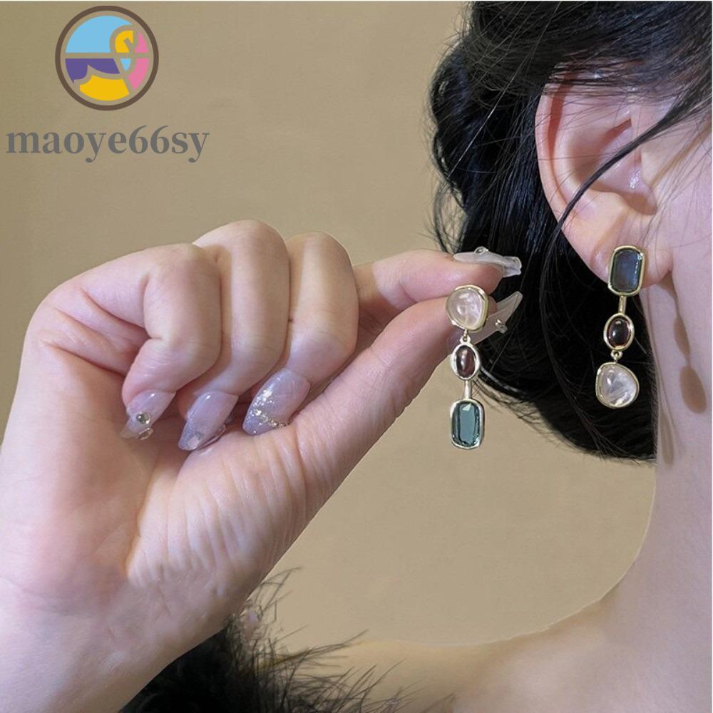 MAOYE66SY Drop Dangle ต่างหู, Charm Elegantไม่สมมาตรต่างหู,Zircon Vintage Alloy Vintage ต่างหูทุกวัน