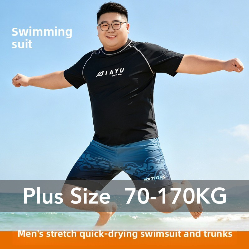 2ชิ้น โอ เวอร์ไซส์ ผู้ชายหลวมพอดีทุกวันชายหาดชุดว่ายน้ําแห้งเร็วกางเกงว่ายน้ําขนาดบวก