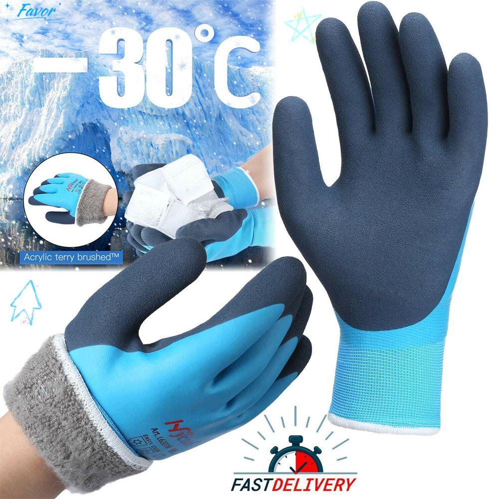 FAVOR ถุงมือทํางานผ้าขนสัตว์แคชเมียร์ -30° ฤดูหนาวตู้แช่แข็งความปลอดภัยกันน้ํา