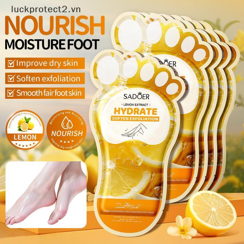 Luckpro SADOER Lemon Foot Mask Moisturizing Whitening Foot Peeling Mask Anti-aging Exfoliating Feet 