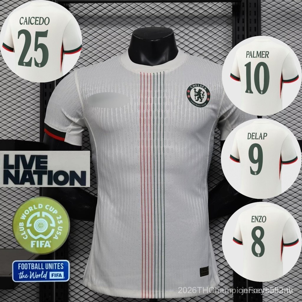 T-ONLason 2526 |   เสื้อยืด Chelsea Away Player Version # ENZO 9 DELAP 10 PALMER 25 CAICEDO FIFA Wor