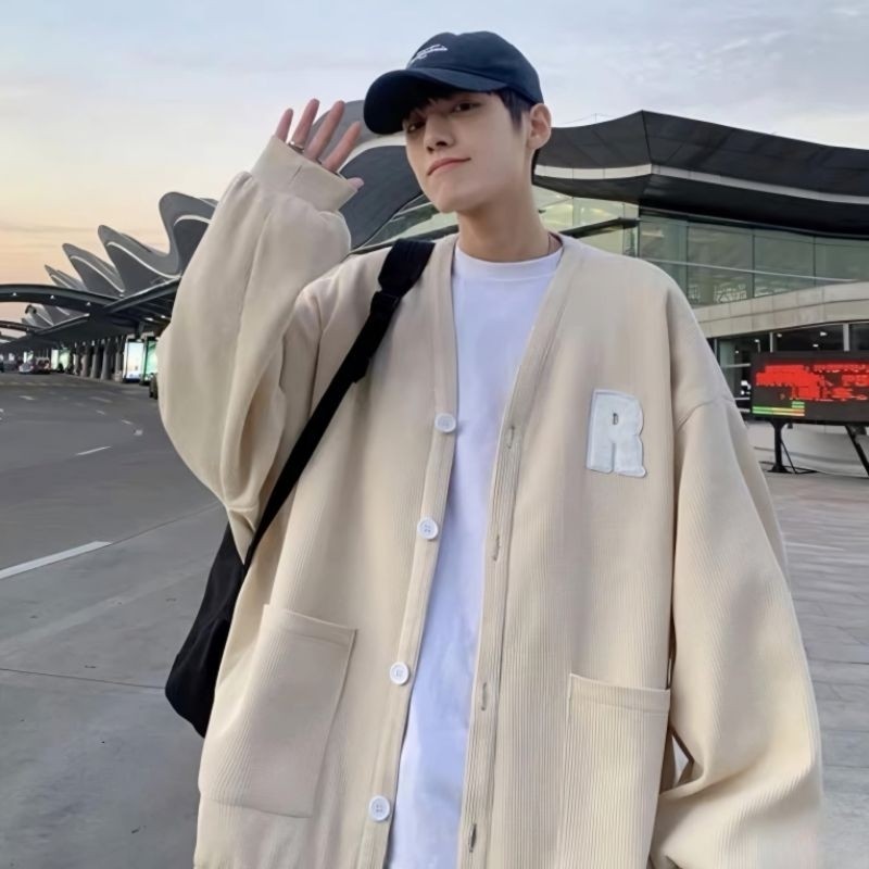 UNGU JN คาร์ดิแกน - CARDIGAN ขนาดใหญ่ (S - 6XL) แจ็คเก็ต Cardi R โลโก้ LETTER (สามารถขอเริ่มต้น) เกา