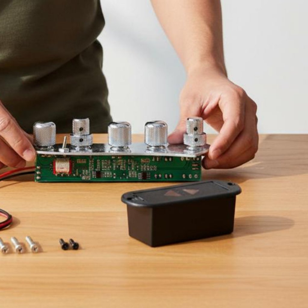 ติดตั้งง่าย 5-Knob Active Bass Preamp Rust-Proof Bass Preamp แผ่นควบคุมสําหรับ Luthiers