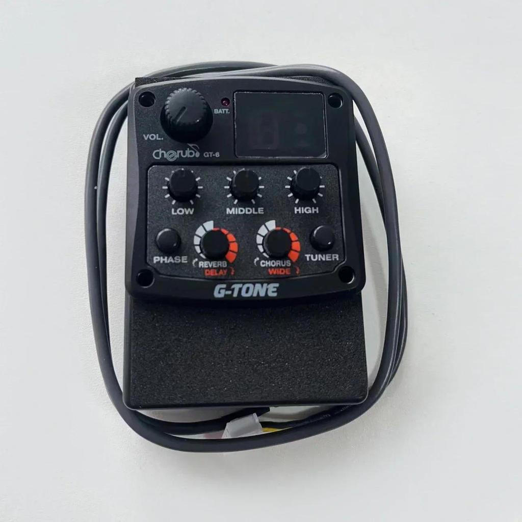 Cherub G-Tone Series กีตาร์อะคูสติก Preamp GT-6 Piezo Pickup 3-Band EQ Equalizer LED Tuner สีดํา