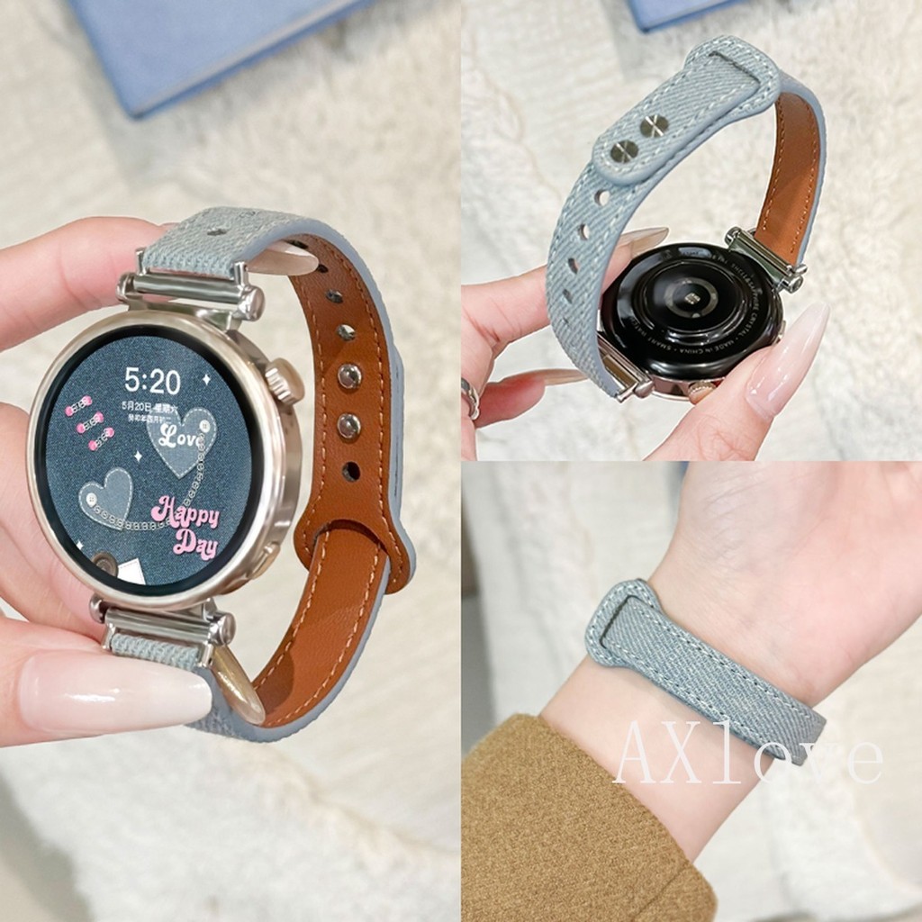18 20 22 มม.นาฬิกาสําหรับ Samsung Galaxy นาฬิกา 8 7 4 6 คลาสสิก 5 Pro Denim สายหนังสําหรับ Amazfit Bip/GTS GT2