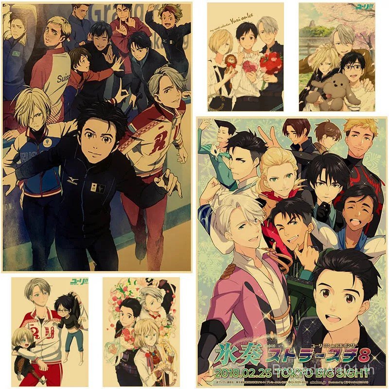 อะนิเมะ YURI!!! บน ICE โปสเตอร์การ์ตูนการ์ตูน Retro กระดาษคราฟท์โปสเตอร์และพิมพ์สติ๊กเกอร์ติดผนัง Ho