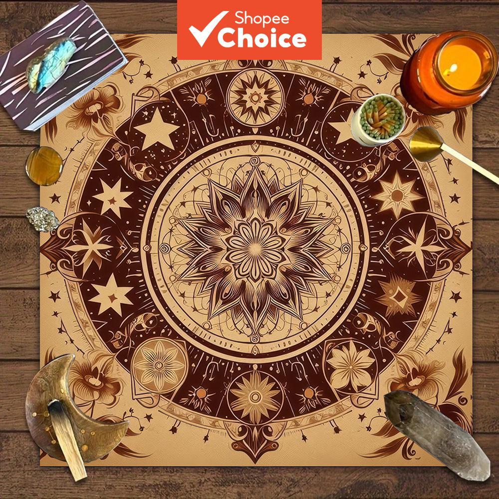 ผ้าแท่นบูชา Mandala ที่มหัศจรรย์ 1 ชิ้น: การออกแบบ Enchanting Astrological และดอกไม้สําหรับพื้นที่จิตวิญญาณ