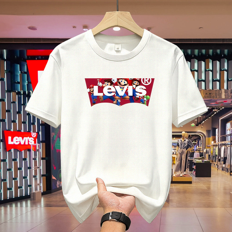 เสื้อยืดผู้ชายและผู้หญิงแขนสั้น Levis ของแท้ - เสื้อยืด Levis Unisex Cotton Thick Cool Casual Daily