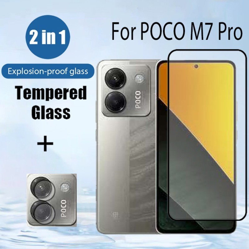 M7 Pro 5G 2 ใน 1 กระจกนิรภัยป้องกันหน้าจอสําหรับ Xiaomi POCO X7 X6 M6 Pro 4G 5G แก้วป้องกันฟิล์มและก