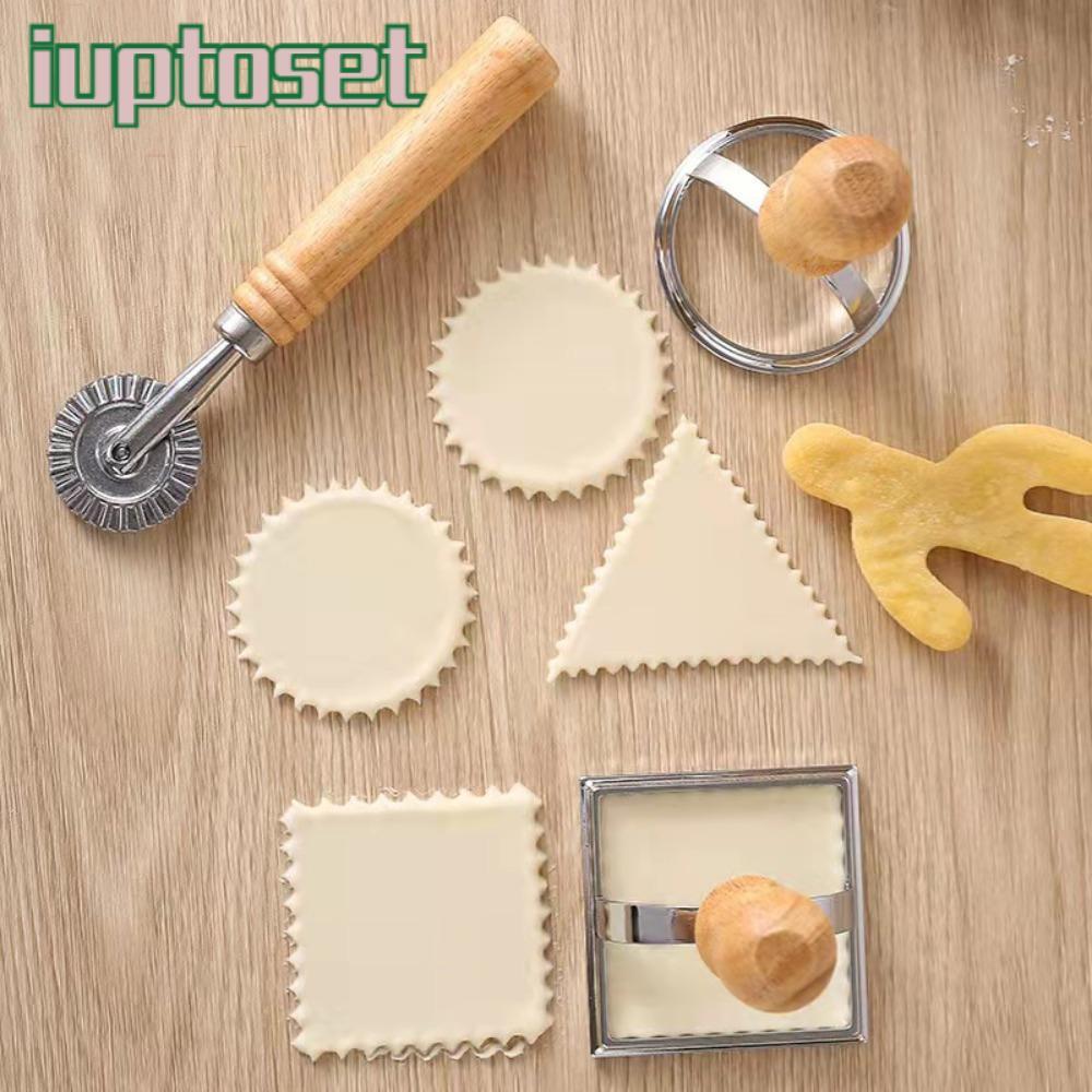 IUPTOSET แม่พิมพ์กดขนม, เครื่องมืออบลูกไม้เกี๊ยว Ravioli Maker แม่พิมพ์, คุณภาพพร้อมแม่พิมพ์คู่มือด้ามไม้