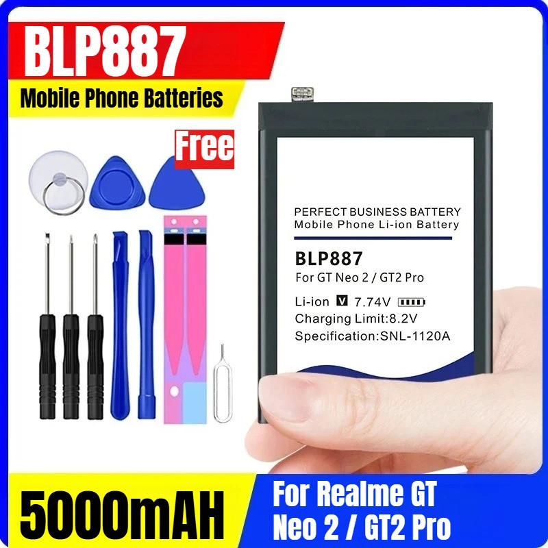 BLP887 5000mAH แบตเตอรี่โทรศัพท์มือถือสําหรับ Realme GT Neo 2 / GT2 Pro + เครื่องมือฟรี