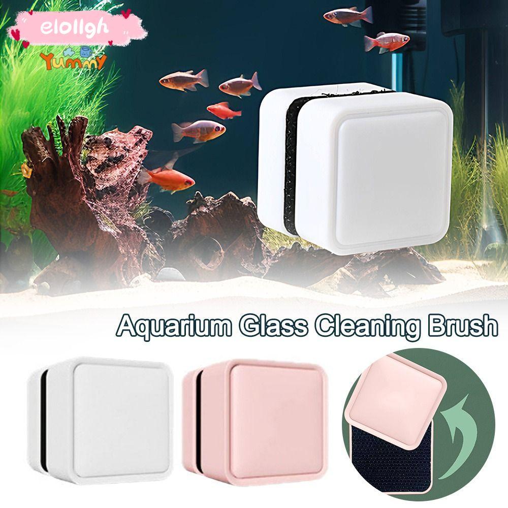 ELOGH Aquarium Cleaner, Mini Scratch-resistant Aquarium Glass Cleaner แปรง,ทนทาน Magnetic Square Gla