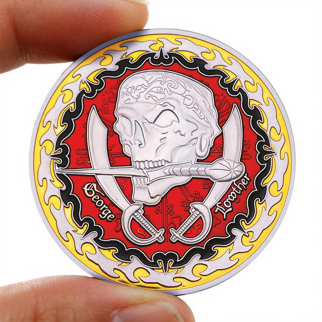 Pirates of the Caribbean George Luzawa Age of Navigation Skeleton ป้ายที่ระลึกเหรียญทาสี Travel Crea