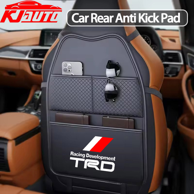Toyota TRD หนังรถที่นั่งกลับ Protector Kick Mat พร้อมกระเป๋าผู้ถือแท็บเล็ตสําหรับ Vios Raize Wigo Rush Veloz Yaris Ativ Innova Yasri Cross