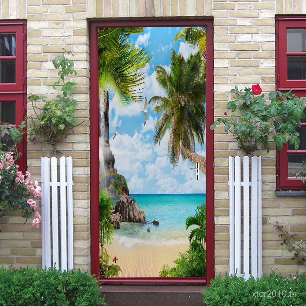 3d Coconut Tree Supply Gate Cross-Border Valley Supply Wall Own Supply Source Sea Sticky สติกเกอร์สา