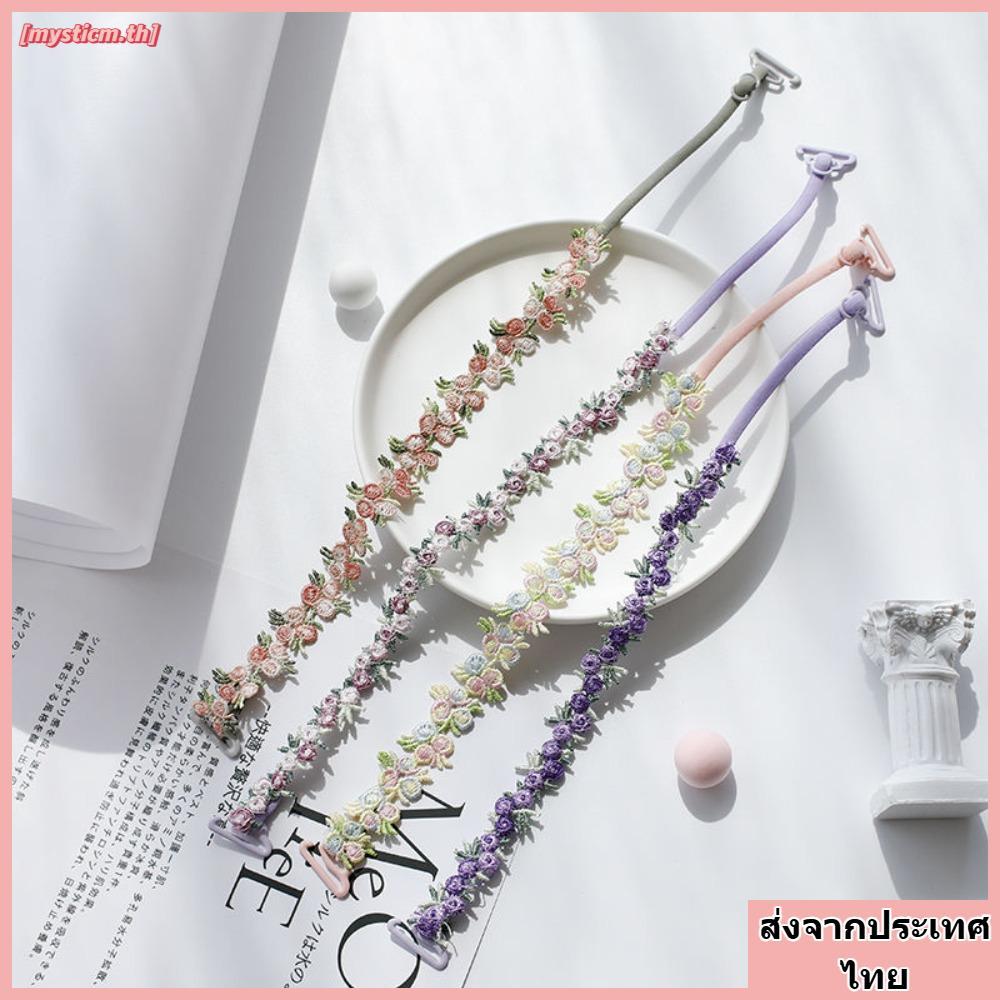 จัดส่งจากประเทศไทยMYSTICM 1 คู่ Floral Bra Straps, Adjustable Flower Shoulder Straps, Soft Elastic Polyester Anti-slip Lingerie Strap Belt Wedding Party Dress