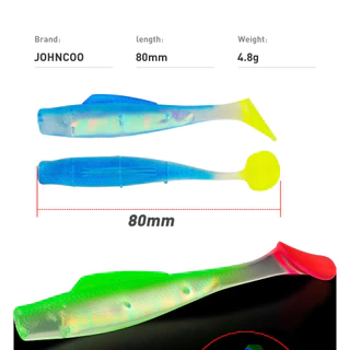 6PCS ใหม่ UV GLOW SWIMBAIT Zman TPR พลาสติกลอยนุ่ม 8 ซม.Paddle Tail SOFT bait WORM ตกปลา Tackle