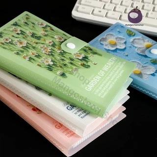 สมุดออมเงิน 100ซอง แบบกันน้ำ Mini Binder ช่องใส่เงินครบ พกพาสะดวก ลายดอกไม้ ใช้งานซ้ำได้ จัดเก็บเป็นระเบียบ