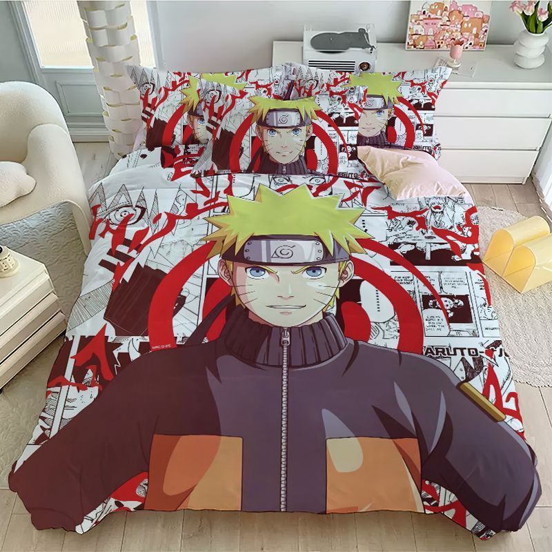 动漫卡通影忍者四套学生被套寝室宿舍三套床品床上用品260508 Anime cartoon ninja four-piece student bedding set for dormitory, th