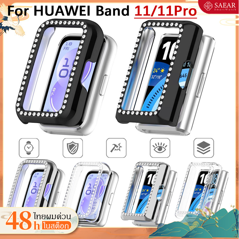 กรณี Bling PC Hollow สำหรับ Huawei Band11 / 11Pro SmartWatch กรณี Diamond Crystal Bumper สำหรับ Huawei Band11Pro NFC กรณ