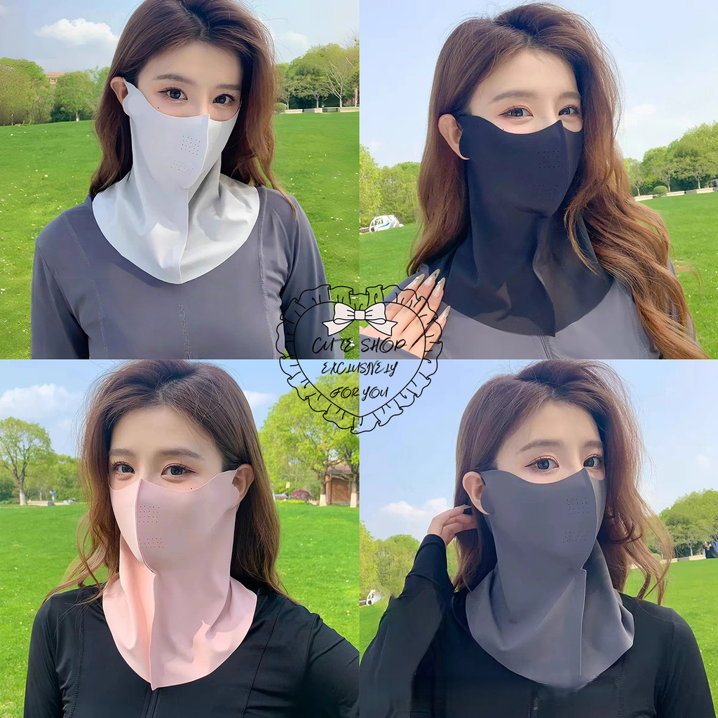 หน้ากากกันแดดสำหรับใบหน้า  สไตล์เกาหลี ปกปิดถึงลำคอ ระบายอากาศได้ดี ดีไซน์ทันสมัย เนื้อผ้า Ice Silk ใส่ได้ทั้งชายและหญิง