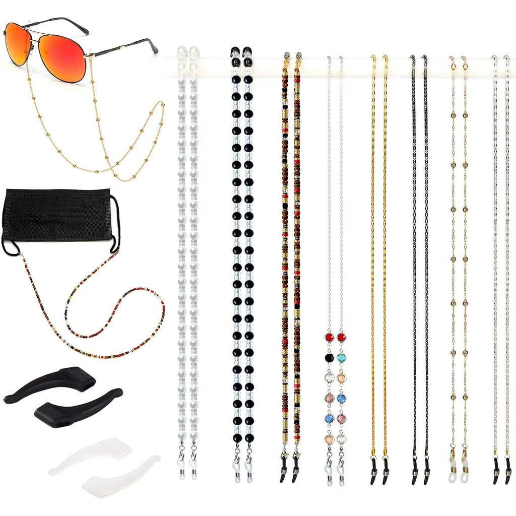 Damanse Glasses Chain,8 ชิ้น Beaded Eye Glasses Strap Holders รอบคอสําหรับผู้หญิง