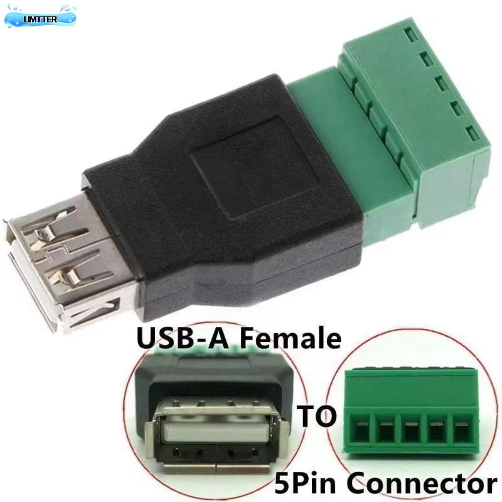 ขั้วต่อ UMTTER USB 2.0, หญิง 5 พิน USB Turn Terminal, Shield Screw Terminal Adapter Connector Jack T