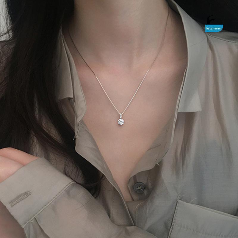 [GIK] สร้อยคอจี้เพชรเดี่ยวสไตล์มินิมอลสําหรับผู้หญิง Dainty Solitaire Clavicle Chain [VN]