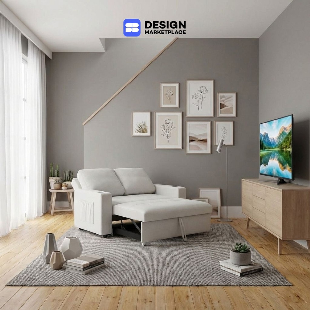 SB Design Square โซฟาเบดรุ่น RAINBOW สีครีม (146x101x95 ซม.)  แบรนด์ SOFA SOLUTIONS