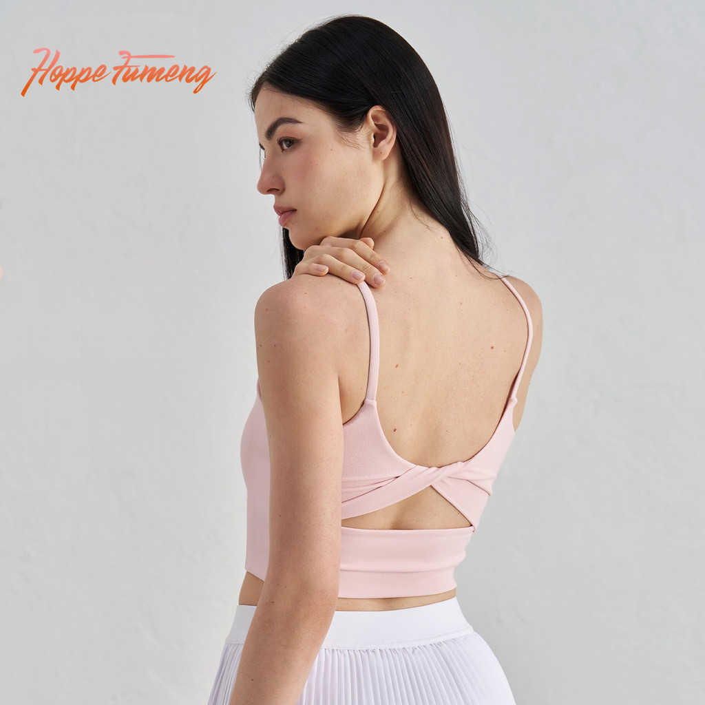 【Hoppe Fumeng】หวังเพ ฟู่เหมิง เบาะที่ถอดออกได้ที่สวยงามกลับกลวงผีเสื้อบิดแฟชั่นชุดชั้นในโยคะสําหรับผู้หญิง