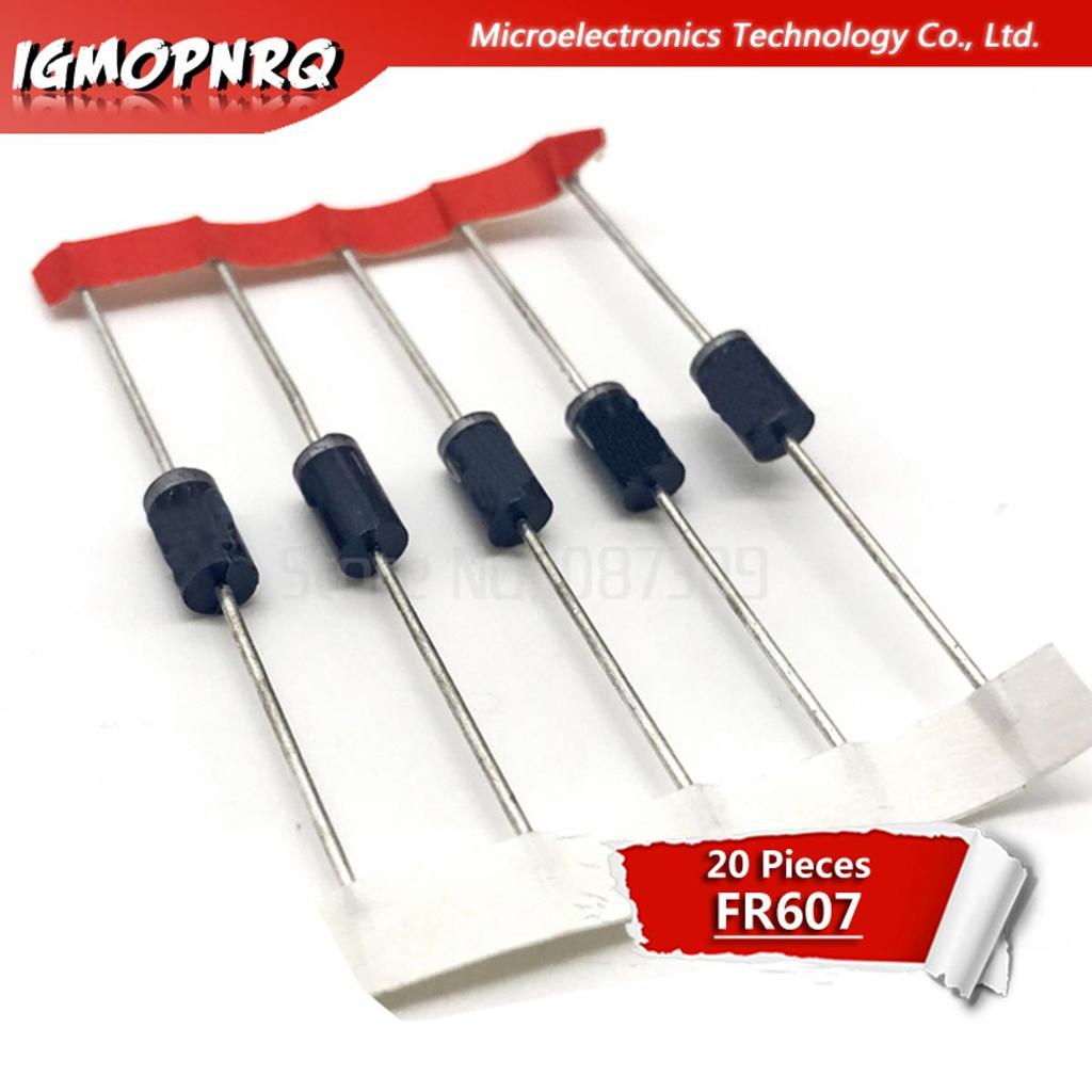20PCS FR607 6A 1000V ไดโอดการกู้คืนอย่างรวดเร็ว
