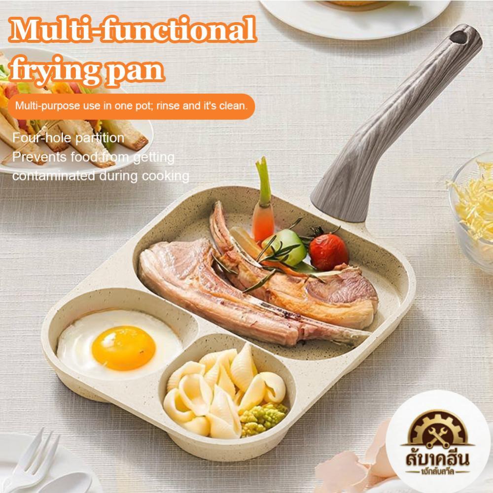 [Elizabeth1.th] 3-In-1 Eggs Nonstick Easy Clean Pan สําหรับอาหารเช้าแพนเค้กเบอร์เกอร์แซนวิชพร้อมที่จ
