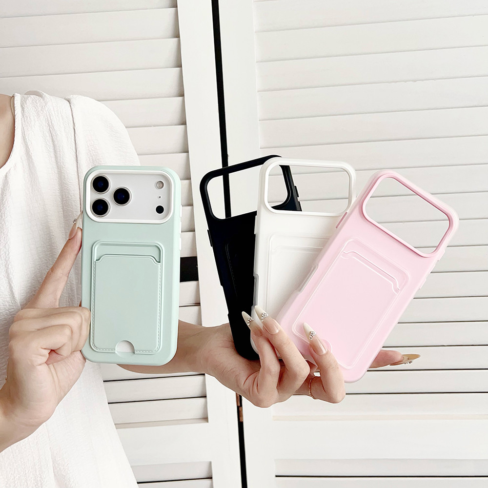 2in1 ผู้ถือบัตร Slot กระเป๋าสตางค์กระเป๋า Matte TPU + PC เคสกันกระแทกสําหรับ iPhone 17 Air 16E 16 15