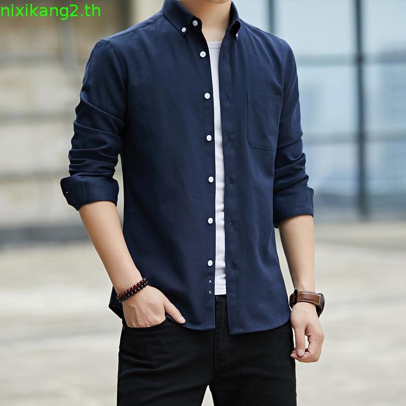 2023ผู้ชายเสื้อเชิ้ตแขนยาวผู้ชายOxford Spinning Casualเสื้อเชิ้ตผู้ชายSlim-Fitเวอร์ชั่นเกาหลีเสื้อเช