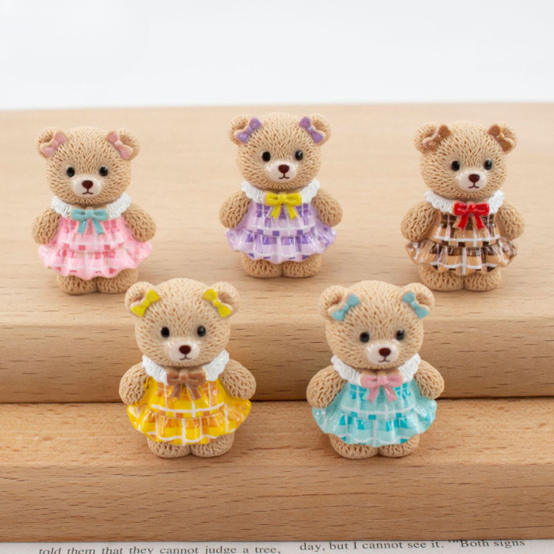 5ชิ้นหมียืนน่ารักกับกุทัณฑ์3ง เรซิ่นเสน่ห์สําหรับ งIY888