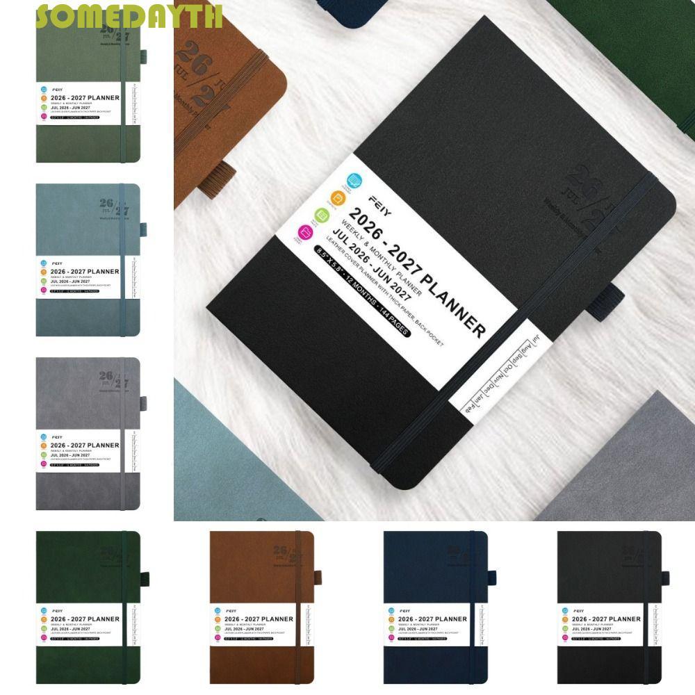SOMEDAY 2026-2027 Schedule Book, Simple สะดวก Agenda Planner Notebook, To Do List Multi Functional A5 กระดาษหนา Time Management Planner ไดอารี่ส่วนบุคคล