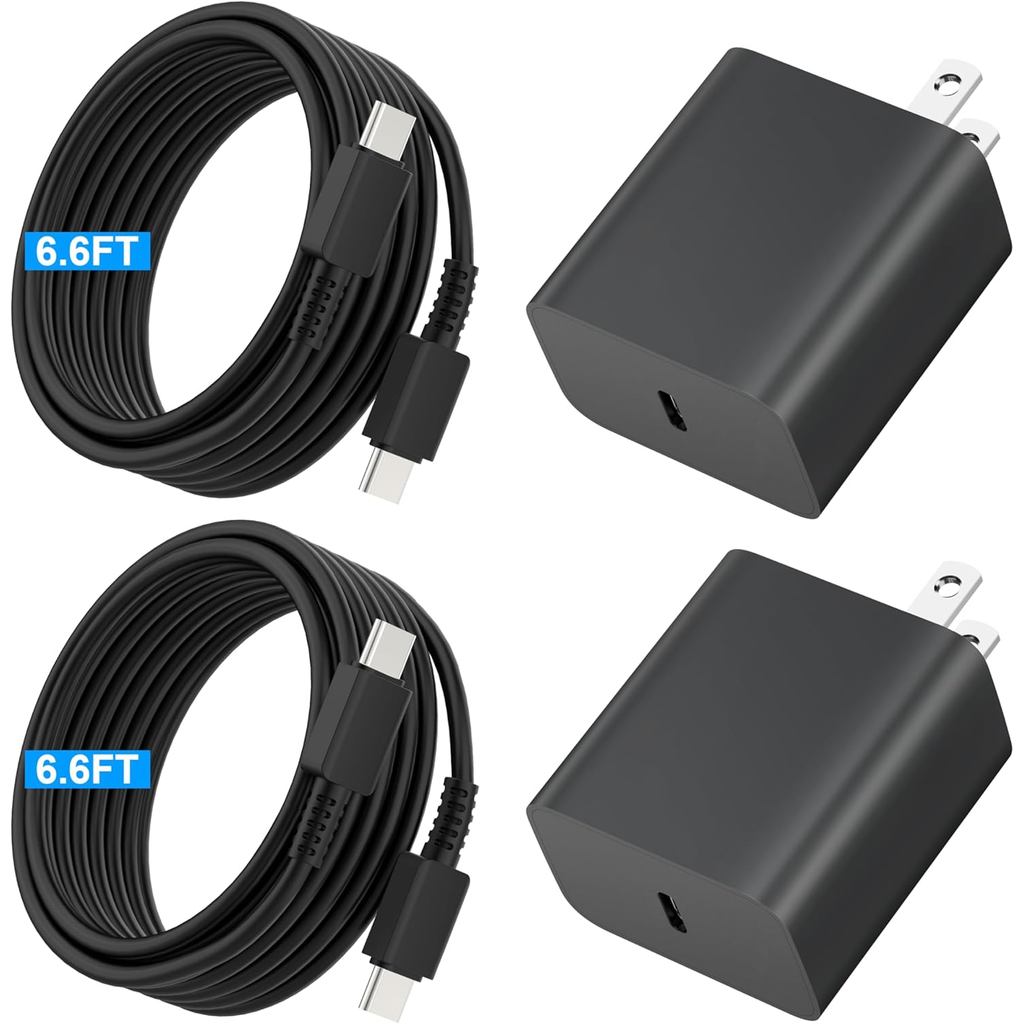 เครื่องชาร์จ USB C 45W, 2 แพ็ค 45 วัตต์ Super Fast Charger ประเภท C Block สําหรับ Samsung Galaxy S25