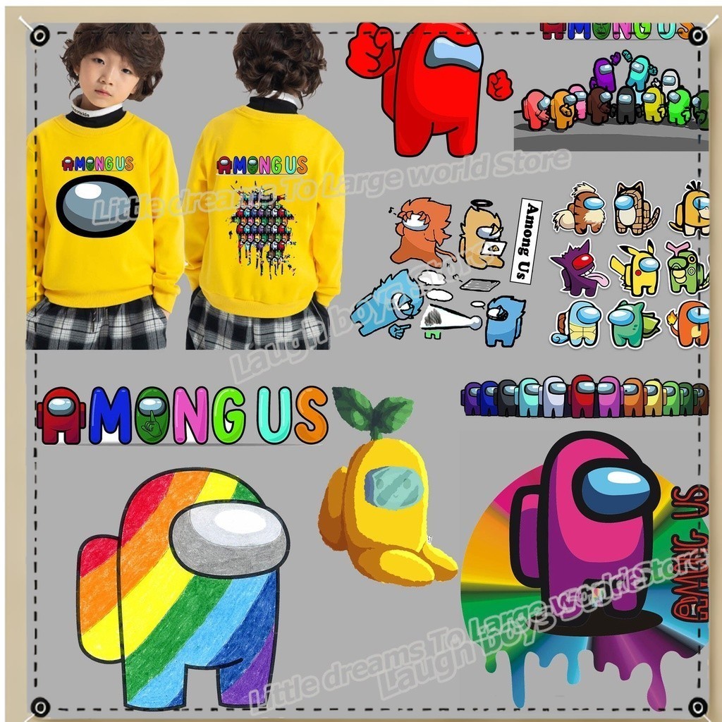 UV658 Amongs of Us รีดผ้า Hot Transfer Patch เสื้อผ้าสติกเกอร์ขนาดใหญ่ Amongus DIY ผ้าแพทช์กระเป๋าเส